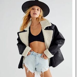 We The Free Vegan Leather Coat with Sherpa Lining
